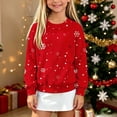 thumbnail image 5 of ITSAME Christmas Sweater for Girls (5-15) Snowflake Polka Dot Print Crewneck Long Sleeve Knit Pullover for Holiday Party Size 11, 5 of 6