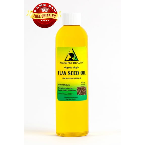FLAX SEED OIL ORGANIC CARRIER VIRGIN COLD PRESSED PURE 8 OZ