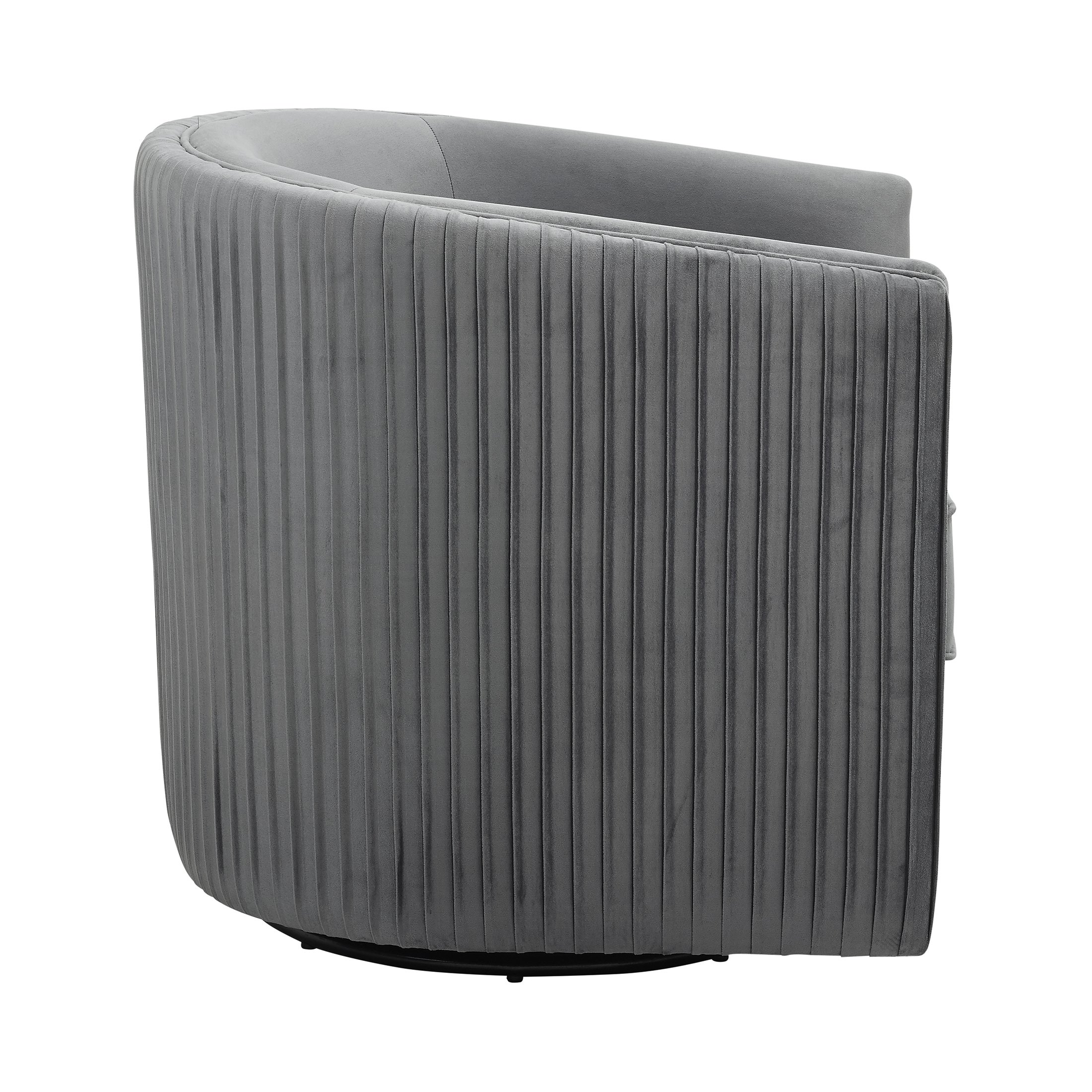 OakvillePark Osprey Velvet Fabric Upholstered Swivel Barrel Chair, Gray