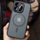 thumbnail image 5 of Funda magnética de lujo con armadura translúcida mate a prueba de golpes para iPhone 16 15 14 13 12 11 Pro Max Plus Magsafe cubierta de carga inalámbrica Gray For iPhone 14 Pro, 5 of 6