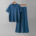 thumbnail image 2 of Ensembles Assortis pour Femmes Manches Courtes Col Rond Chemises Pantalons Larges Amples Pyjamas Ensembles Vêtements d'Été pour Femmes, 2 of 4