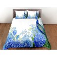 thumbnail image 3 of Ropa de cama blanca azul pavo real decoración estética juego de cama completo, funda nórdica de lujo, 3 of 4