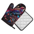 thumbnail image 2 of Bingfone Artistic Colorful Bird Print Oven Mitts Pot Holders Set 2 PCS for Kitchen for Cooking Grilling Baking BBQ Pot Holders Cook Essentials, 2 of 7