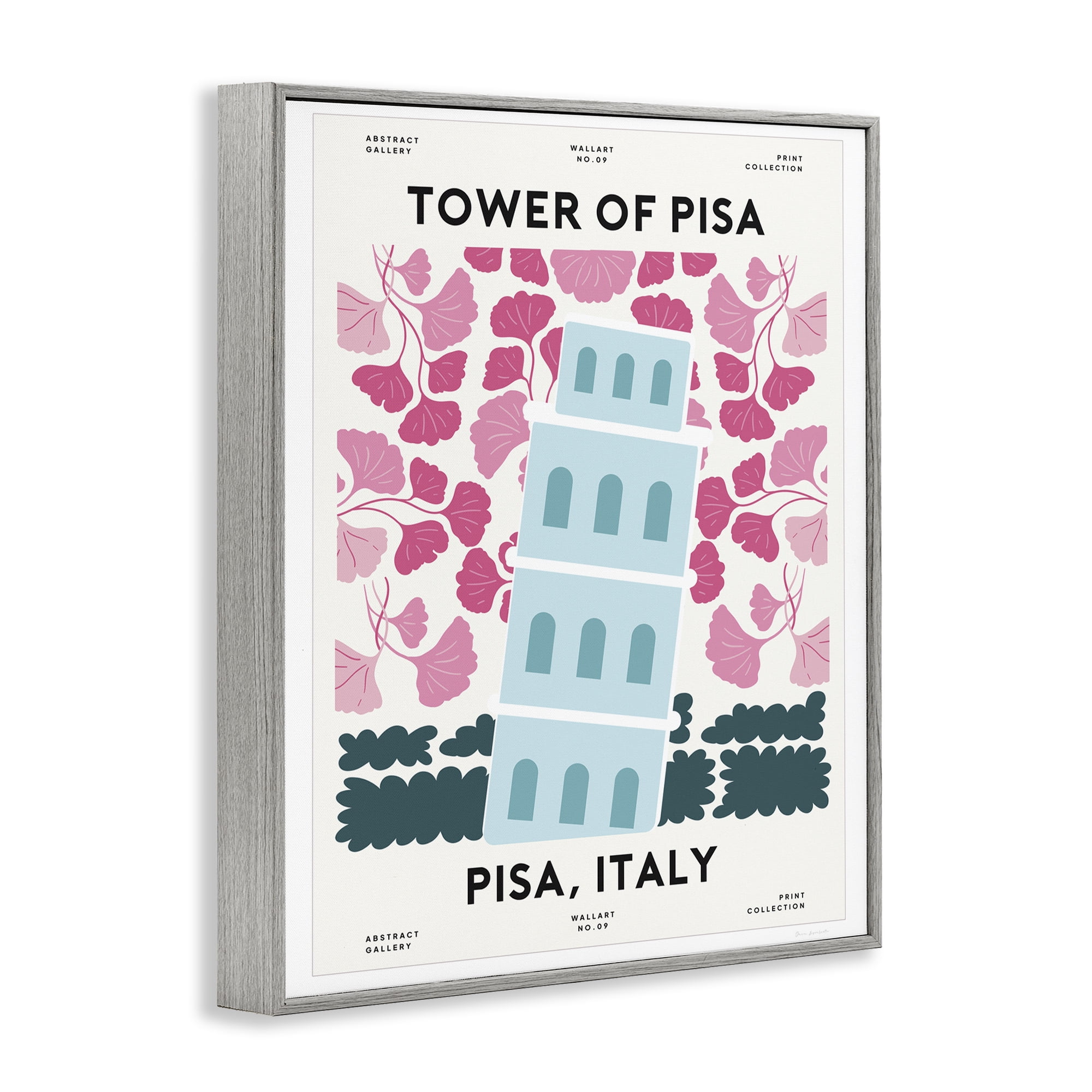 Stupell Industries Pastel Groovy Tower of Pisa Gray Framed Giclee Art, design by Omar Escalante