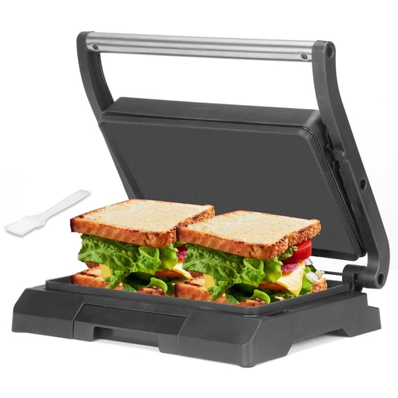 Mailand 2-Slices Mini Panini Press, Toaster Presser Flat, Non-stick Grilled Cheese Maker with Oil Tray, Stainless Steel