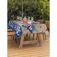 thumbnail image 2 of Outdoor Tablecloth with Umbrella Hole and Zipper, Independence Day Rectangle Table Cloth 60x120 Inch Waterproof Tablecloth, Farmhouse American Flag Butterflies Burlap Picnic Table Cover for Patio, 2 of 7