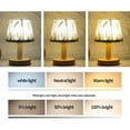 thumbnail image 6 of Small Table Lamp,Wooden Bedside Lamp Bedside Table Lamp,LED Solid Wood Desk Lamp Stable Fabric Study Reading Lamp Suitable For Home Decoration Linen Plain Warm Night Light Desk Decor Clearance, 6 of 7