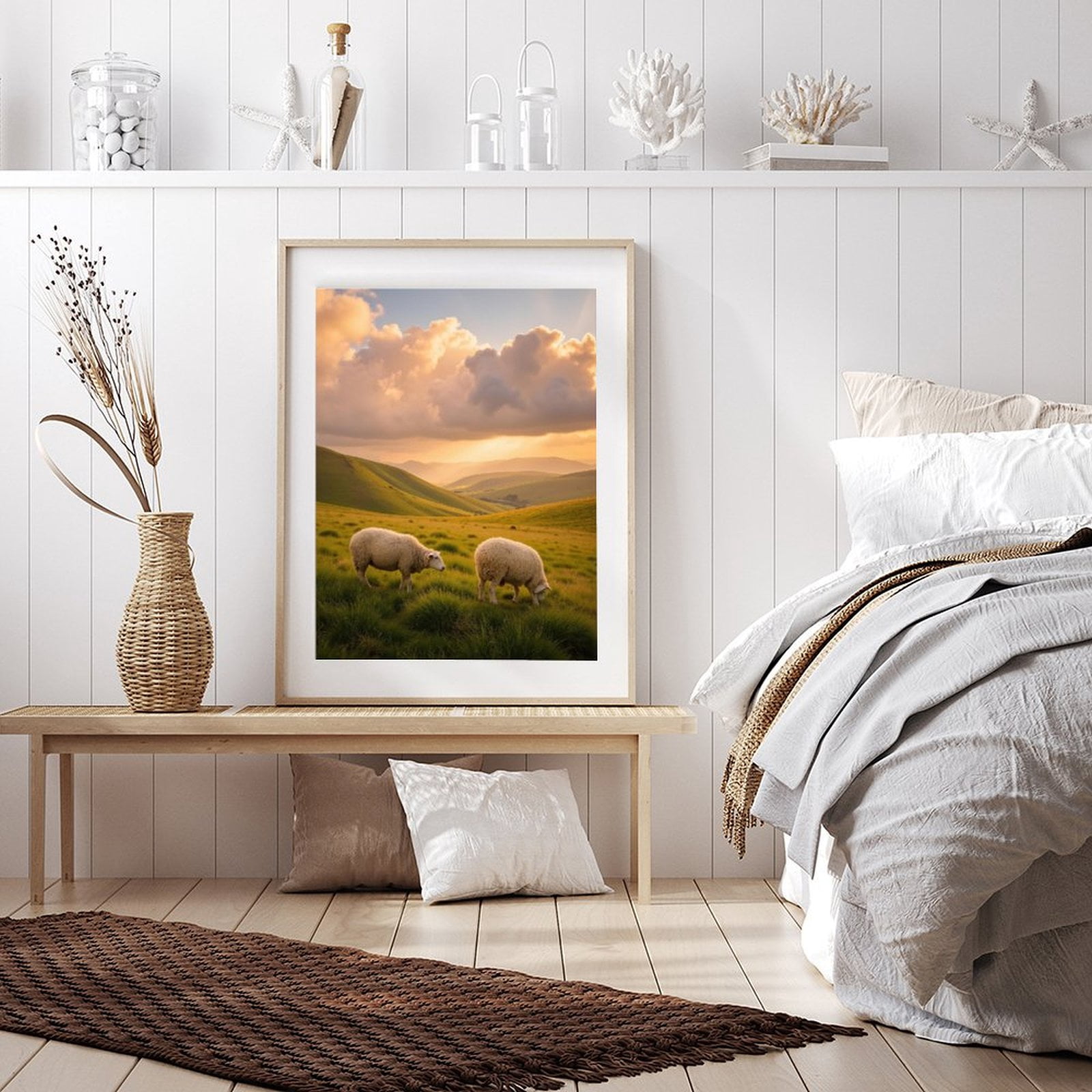 Diamond Art Kit for Adults, Sheep Grazing Rolling Hills Sunset Diamond Painting for Adults Beginners, DIY Diamond Art Painting Kits, 5D Diamond Painting Crafts for Home Decor 12x16 Frameless