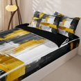 thumbnail image 3 of Homewish Gray Gold Stripes Zipper Twin Comforter Sets with Fitted Sheet and 2 Pillowcases,Modern Geometric Artwork Zipper Bedding Set,Black Reversible,4pcs, 3 of 8