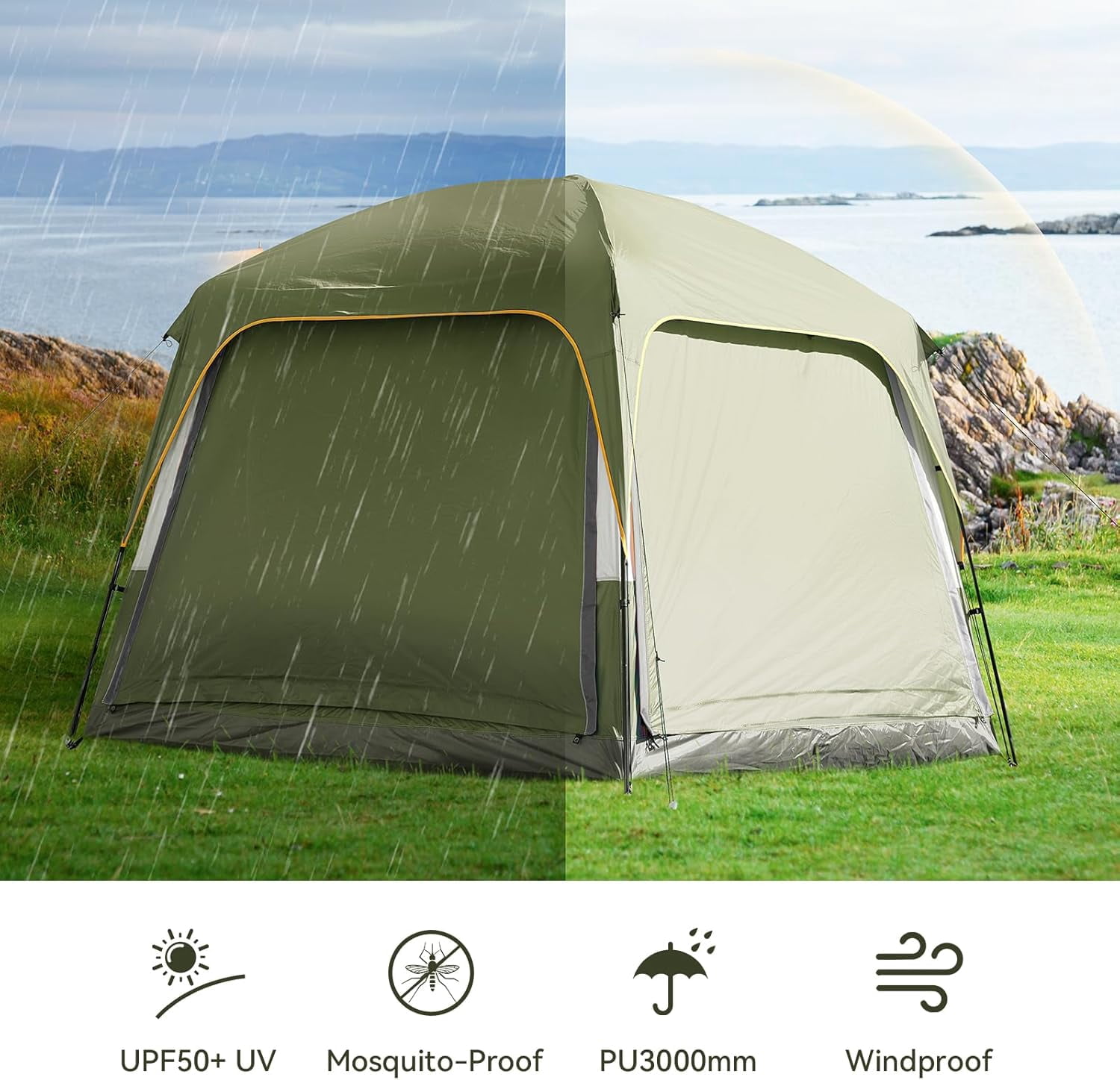 Bronkige 4/6/8 Person SUV Tent, Easy Setup & Spacious SUV Tailgate Tent with Large Mesh Windoors, Rainfly & Awning, Perfect for Family & Group Outdoor Adventures