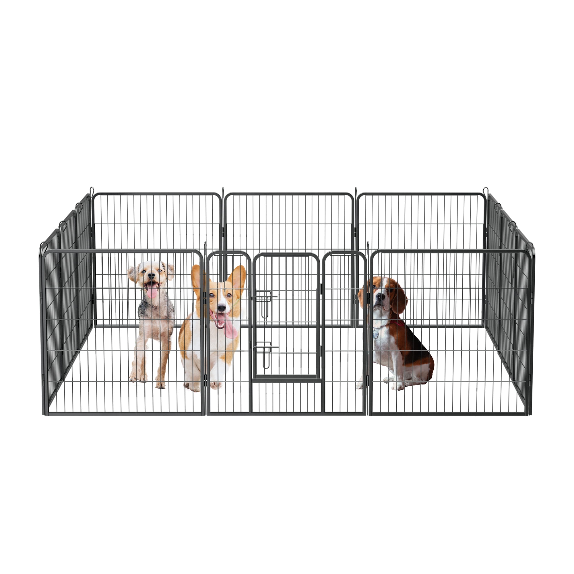 Pefilos 12-Panel Heavy Duty Metal Dog Playpen Portable Outdoor Folding 32"x32" Large Indoor Metal Puppy Dog Run Fence with Doors, Black Pefilos 12-Panel Heavy Duty Metal Dog Playpen Portable Outdoor Folding 32"x32" Large Indoor Metal Puppy Dog Run Fence with Doors, Black