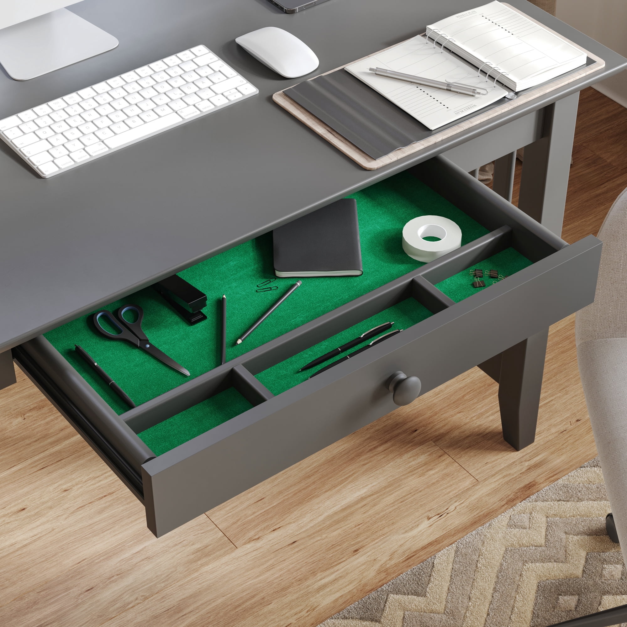 AFI Mission Solid Wood Writing Desk with Drawer, Grey