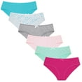 thumbnail image 2 of Curve Muse Womens Cotton Low-Rise Bikini Hipster Panties Underwear-6 Pack-PACKB-M, 2 of 7