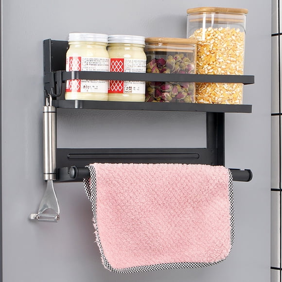 Folding Kitchen Refrigerator Magnetic Shelf Magnetic Wall Mounted Shelf Clingfilm Bag Seasoning Bottle Storage Shelf