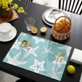 thumbnail image 4 of Coastal Starfish Placemats Set of 6, Seafoam Blue Nautical Vintage Marine Life Washable Wipeable Table Mats for Dining Tables, Indoor Outdoor Kitchen Place Mats for Holiday Party Table Decor, 4 of 9