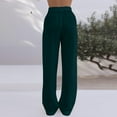 thumbnail image 5 of Inleife Woman Solid Color Pockets Elastic Waist High Waist Long Pants Green S, 5 of 6
