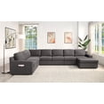 thumbnail image 2 of Waylon Gray Linen 7-Seater U-Shape Sectional Sofa Chaise with Pocket, 2 of 5