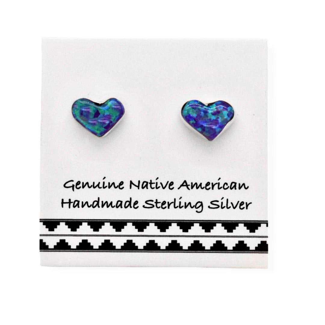 925 Sterling Silver Lavender Opal Heart Loveheart Girl Women Stud Earrings 