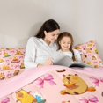 thumbnail image 4 of Erosebridal Cute Donuts Capybara Queen Comforter Set 3pcs For Children,Boys Girls Kawaii Ribbon Bow Knot Bedding Comforter Set,Pink Reversible, 4 of 7