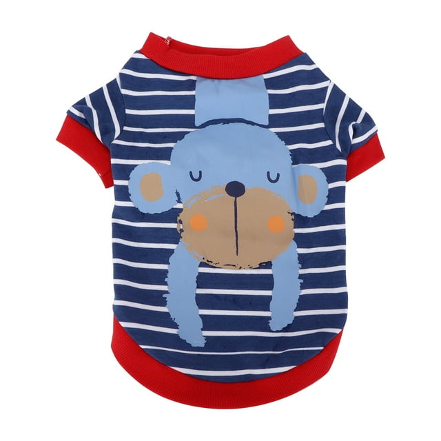 Traje para mascotas con dibujos animados, camisa fina para perros, sudaderas a rayas, ropa de otoño e invierno para mascotas, para cachorros pequeños y medianos, azul oscuro XL