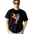 thumbnail image 2 of Camisetas de manga corta con estampado de colibrí en acuarela para hombre, camisetas de cuello redondo, 2 of 8