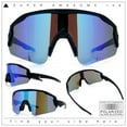 thumbnail image 2 of Polarized Mens Classic Oversized Mirror Wrap Half Rim Sport Plastic Sunglasses Matte Black - Blue Mirror, 2 of 8