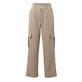 thumbnail image 4 of BRDFRL Cargo Pants for Women High Waisted Casual Pants Work Pants Baggy Stretchy Wide Leg Y2K Streetwear with Pockets Camel XL, 4 of 7
