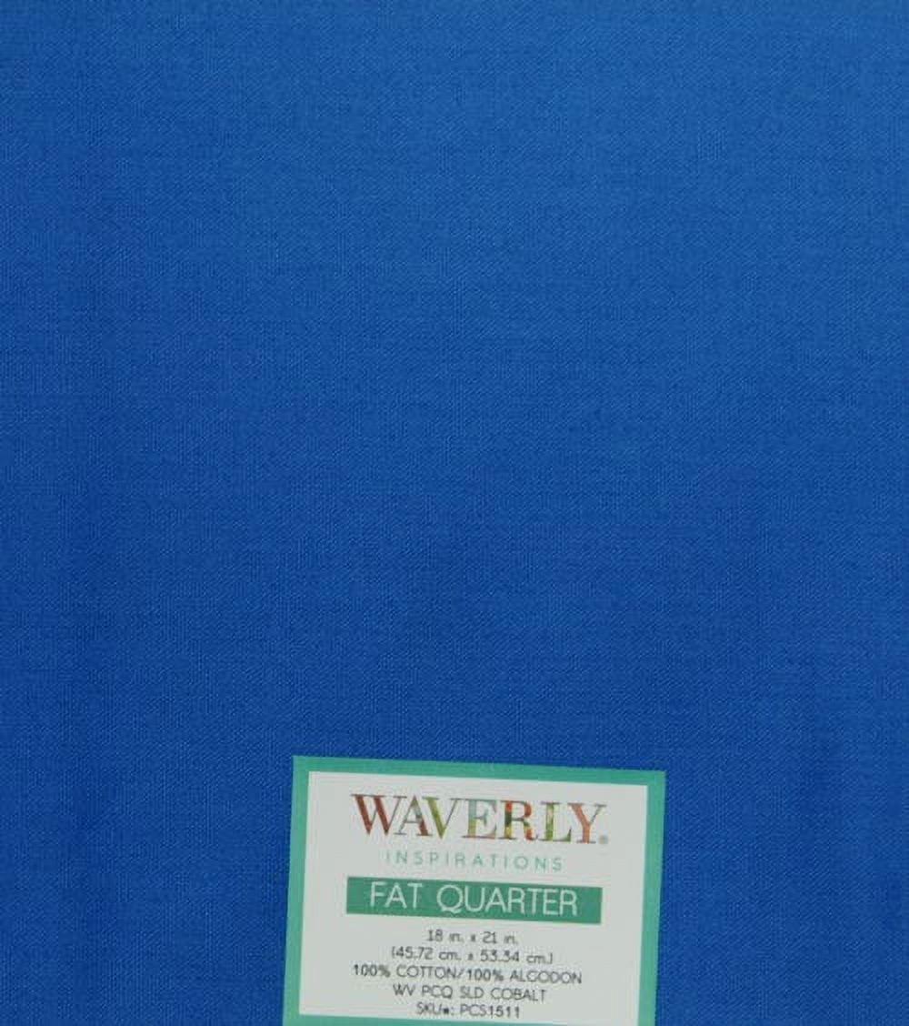 (4 pack) Waverly Inspirations Cotton 18" x 21" Fat Quarter Solid COBALT Print Fabric, 1 Each