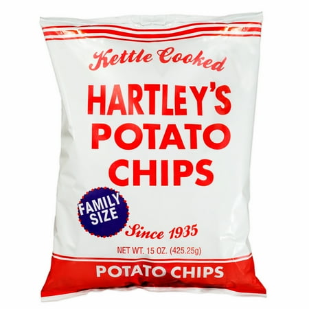 13oz. Hartley's Plain Potato Chips, Original Kettle Cooked Flavor, 0 Trans Fat, No Allergens Contained