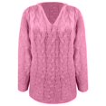 thumbnail image 4 of DHFJKG Women's Sweaters Hoodies Knit Jacquard Oversized Deep V Neck Loong Sleeve Hooded Pullover Sweater Solid Color Comfort Jumper Tops, 4 of 5