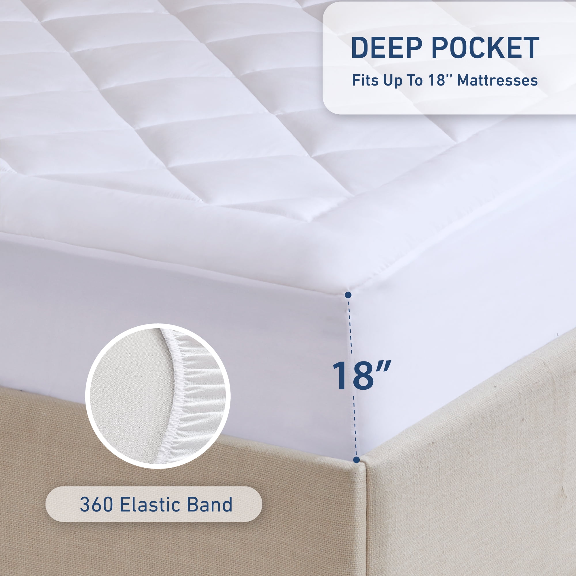 Sleep Philosophy Full Size Quilted Fitted Mattress Pad Cover, Waterproof Mattress Topper with Deep Pocket, Extra Thick Bed Mattress Protector, Down Alternative Mattress Cover, Machine Washable