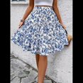 thumbnail image 4 of Falda de Mujer con Estampado Floral, Dobladillo con Volantes, Cintura Alta Elástica y Lazo Frontal. Azul Pavo Real M, 4 of 10