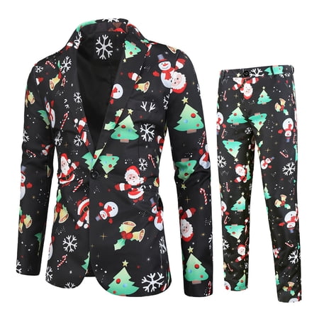 Azrian Men Suit Men sFashion Christmas Christmas Suit Jacket + Suit Pants Two-piece Suit