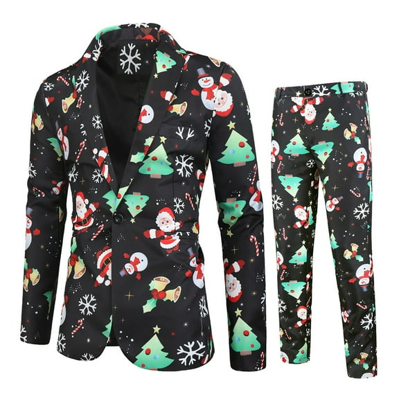 Azrian Men Suit Men'sFashion Christmas Christmas Suit Jacket Suit Pants Two-piece Suit