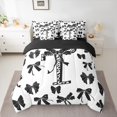 thumbnail image 2 of Feelyou Initial T Letter Bedding Comforter Set 7pcs, Black Gothic Bow-tie Bowknot King Bedding Sets, Teens Kids Girls Women Reversible Bed Sheets, Super Cozy Room Decor, 2 of 8