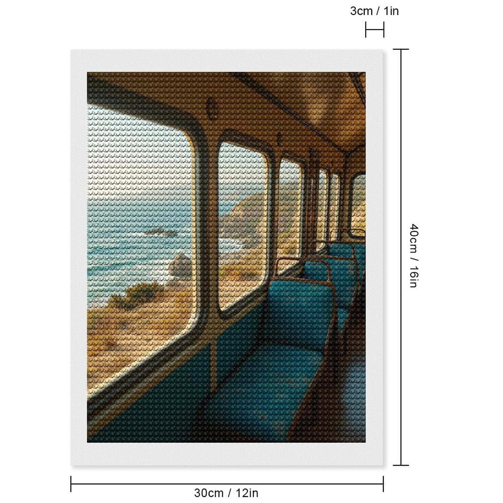 Diamond Art Kits for Adults, Train Coastal Scenic View 5D Diamond Painting Kits for Adults Beginners, DIY Full Drill Diamond Painting, Gem Art and Crafts 12x16