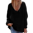 thumbnail image 2 of LowProfile Pullover Sweaters for Women Plus Size Long Sleeve Casual Tops Fashion V Neck Loose Solid Winter Fall Knit Sweater, 2 of 7