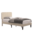 thumbnail image 5 of Taomika, Twin Size Upholstered Platform Bed Frame with Adjustable Headboard-Beige, 5 of 10