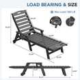thumbnail image 4 of LOYALICE Adjustable Wheeled HDPE Plastic Outdoor Patio Lounge Chair W/ Cup Holder,78.3"x25.1"x16.3", Gray, 4 of 11