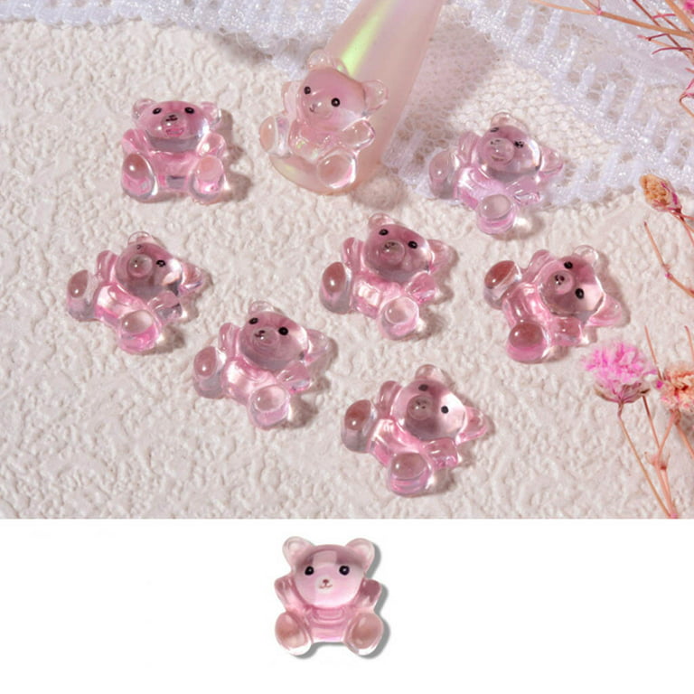 30pcs/bag Kawaii Bear Nail Art Accessories Transparent Resin Bear Nail  Charms Gummy Stones Jewelry 3D Nail Parts Decoracion Uñas - AliExpress