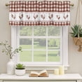 thumbnail image 2 of 2 Pack Valances for Window, Farmhouse Orange Plaid Short Curtains for Kitchen Bedroom Living Room, Vintage Country Cock Checkered Rod Pocket Small Window Treatment Valance Drapes 42 x 12 Inch, 2 of 8