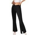 thumbnail image 2 of Women's Bootcut Yoga Pants Work Pants for Women Crossover Waist Split Hem Stretchy Full Length Flare Leggings Trousers Womens Clothes, 2 of 7