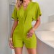 thumbnail image 3 of Mono de mujer con cuello en V y manga corta - Mono con pantalones tres cuartos para uso diario y comodidad en todas las estaciones, 3 of 7