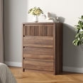 thumbnail image 2 of ASTUVIA 4 Drawers Dresser for Bedroom, 40" Tall Chest of Drawers with Curved Profile Design, Mid Century Fluted Storage Dressers Organizer,Brown, 2 of 9