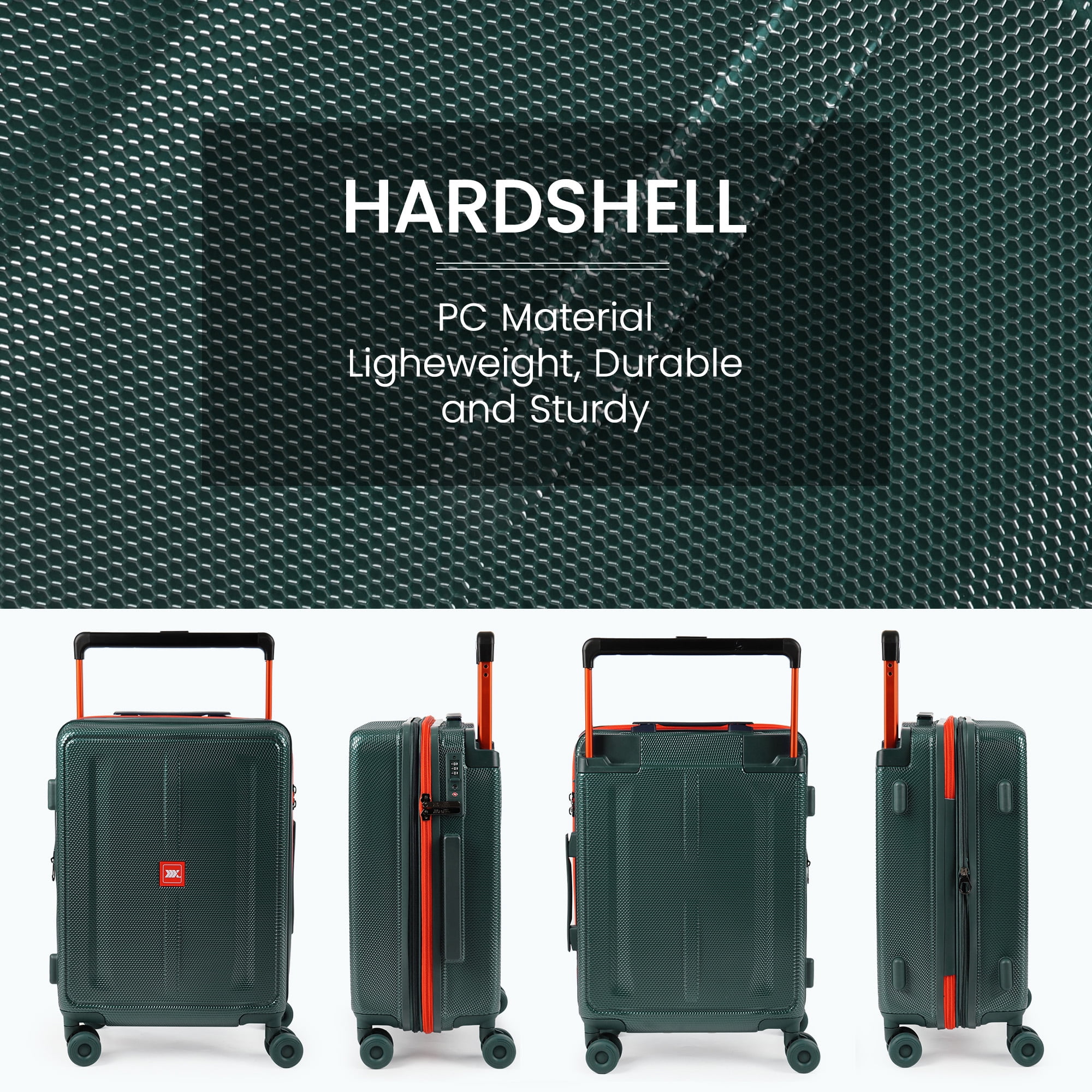 New York Xpress 26" Hardside Medium Checked Luggage,Expandable Suitcase with Silent Wheels & Aluminum Wide Handle,TSA-Approved, Green - LP13803