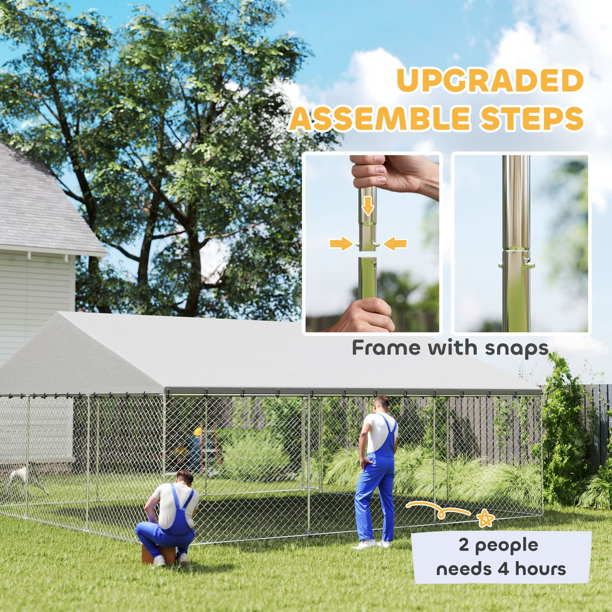 Dranite Outdoor Dog Kennel with Waterproof Roof,19.7' x 19.7' x 8.9'