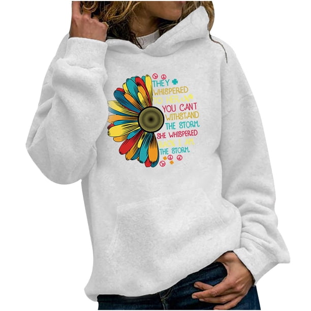 Sudadera de manga larga con estampado de capucha para mujer Blusa informal Tops Pompotops gfhjh7477