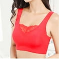thumbnail image 7 of ATOYSOY Sports Bra Wireless Lightly Running Yoga Breathable Push Up Underwear Solid Color Everyday Bra Smoothing Comfort Bra Lace Splicing Fitness Workout Seamless Clearance Red, 7 of 7