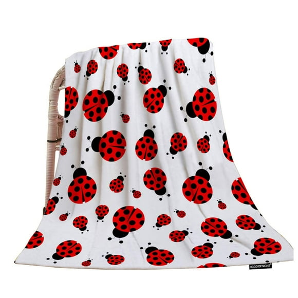 HgOD DESIgNS Ladybug Throw Blanket,Red Ladybug Pattern Soft Warm Decorative Throw Blanket for Baby Toddler or Pets cat Dog 30X40