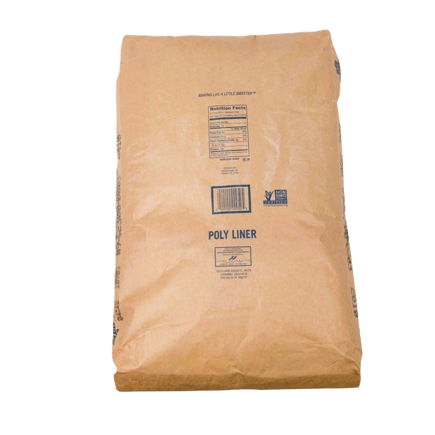 Domino Pure Cane Extra Fine Granulated Sugar, 50 lb (22.67 kg), Paper Bag